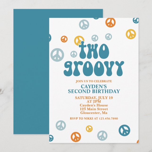 Deux Retro Boy Super 2e Invitation d'anniversaire (Devant / Derrière)