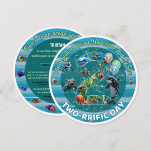 Deux-riffic Day Round Anniversaire Invitations