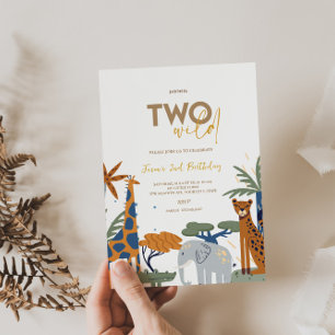 DEUX Safari sauvage 2e Invitation anniversaire