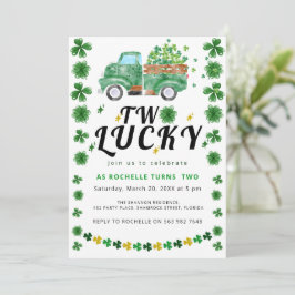 Deux Shamrocks chanceux Invitation de fête d'anniv