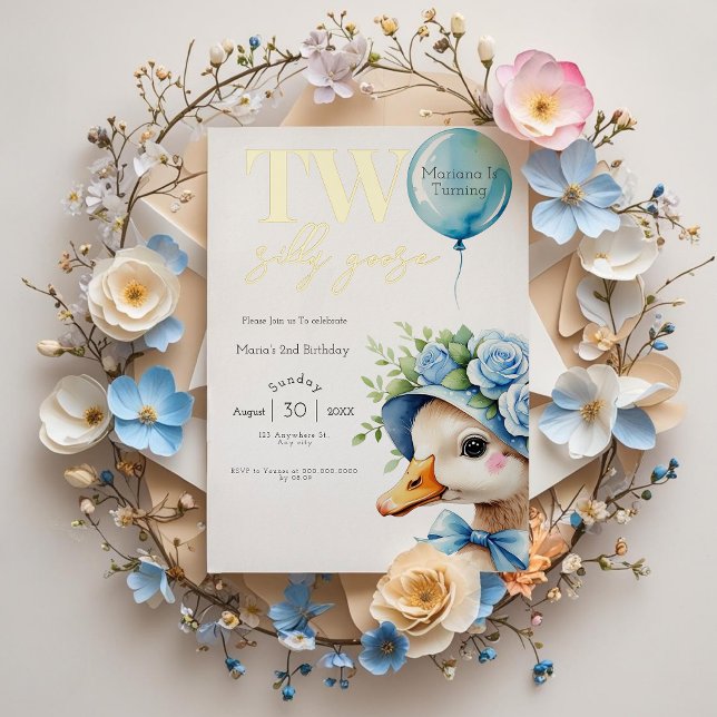 Deux soyeux Goose Boy 2e Invitation anniversaire (Créateur téléchargé)