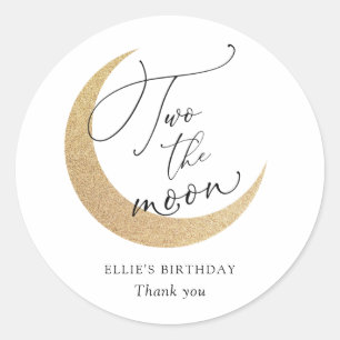 Deux Sticker Classic Round Anniversaire Lune