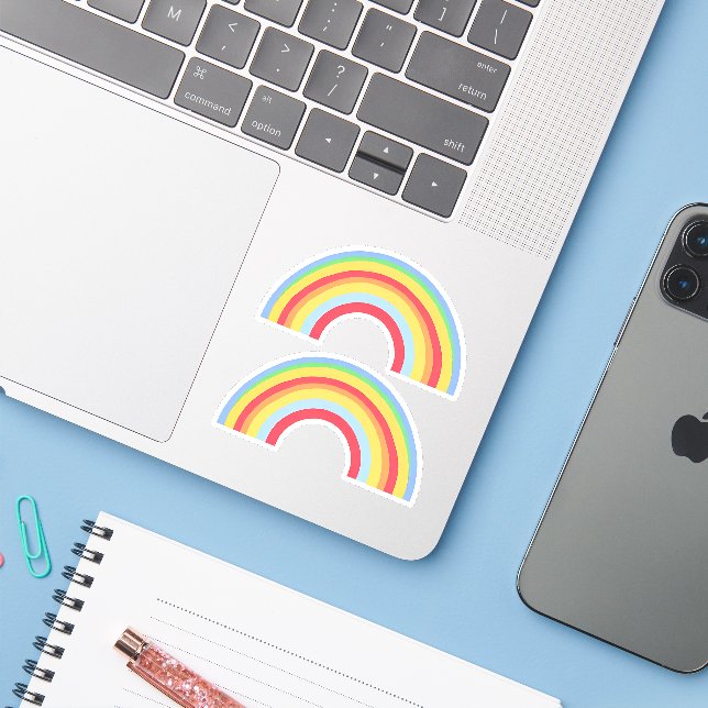 Deux Stickers En Forme Arc-En-Ciel (Ordinateur portable avec iPhone)