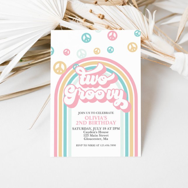 Deux Super Retro Summer Rainbow Invitation (Créateur téléchargé)