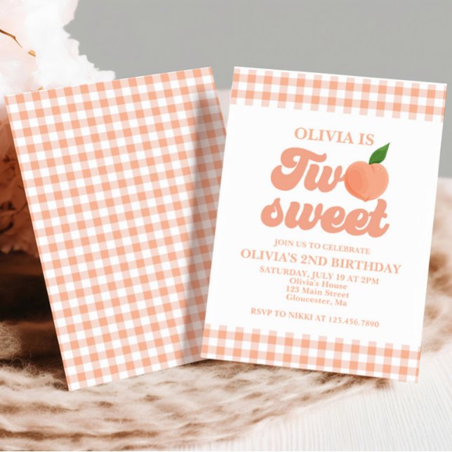 Deux Sweet Peach Invitation du 2e anniversaire (Créateur téléchargé)