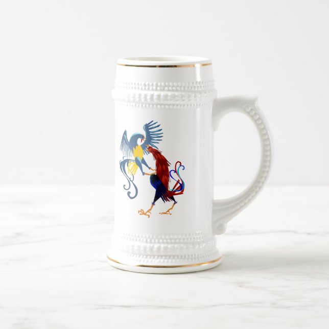 Deux tasses de combat colorées de coqs (Droite)