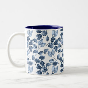 Deux tons bleu denim Mug feuilleté