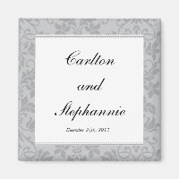 Deux tons gris Mariage damassé Magnet Favor