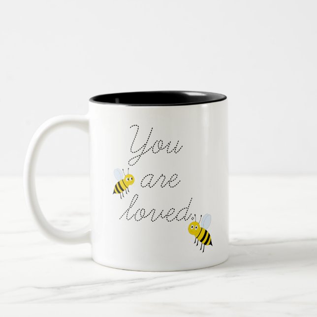 Deux Tons Vous Êtes Amoureux Miel Abeilles Mug (Gauche)