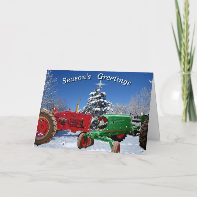 Deux Tracteurs dans les Cartes de voeux de Noël (Devant)