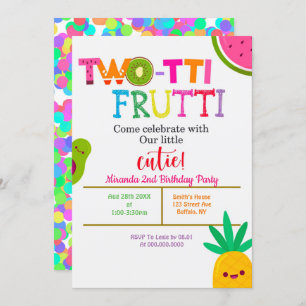 Deux tti Frutti 2e Fille Invitations de fête d'ann