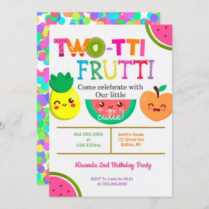 Deux tti Frutti 2e Fille Invitations de fête d'ann