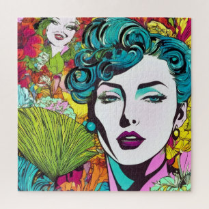 Deux visages féminins stylisés puzzle