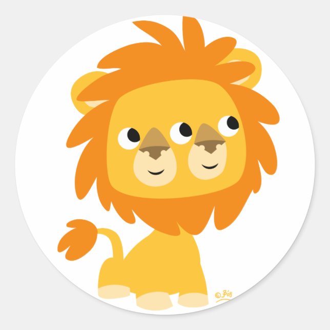 Deux visages le plus joli autocollant rond de lion (Devant)