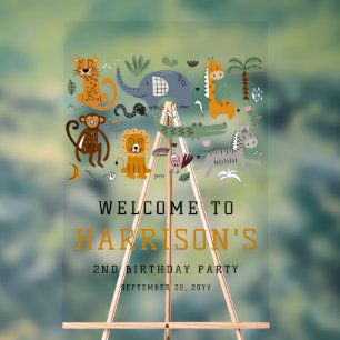 Deux Wild 2e anniversaire Safari Animaux Enfants B