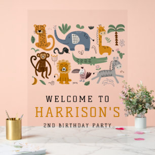 Deux Wild 2e anniversaire Safari Animaux Enfants B
