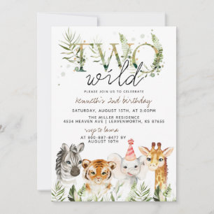 Deux zoo sauvage Invitation d'anniversaire