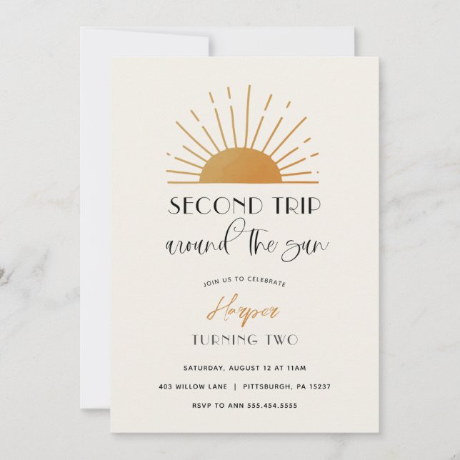 Deuxième voyage autour du soleil Invitation d'anni (Devant)