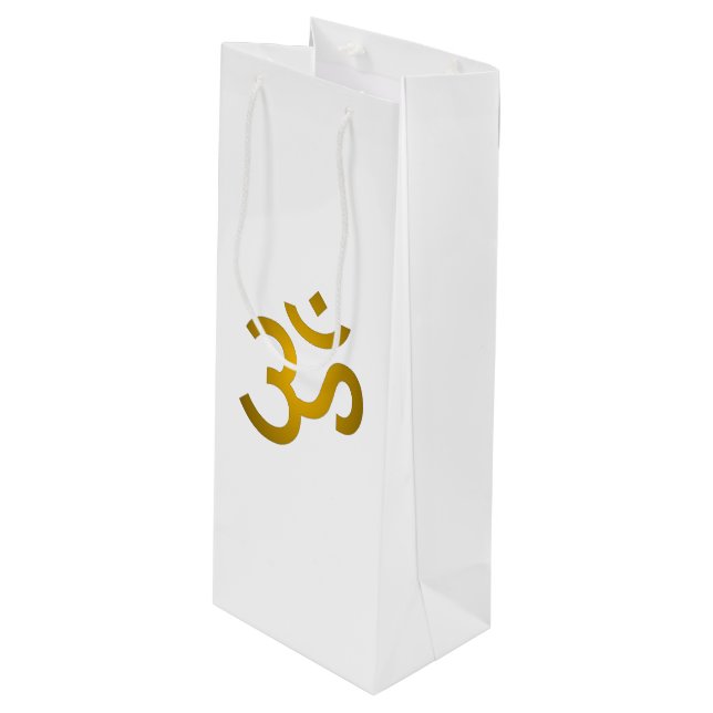 Devanagari om - White Geschenktüte Für Weinflaschen (Vorderseite Schrägansicht)