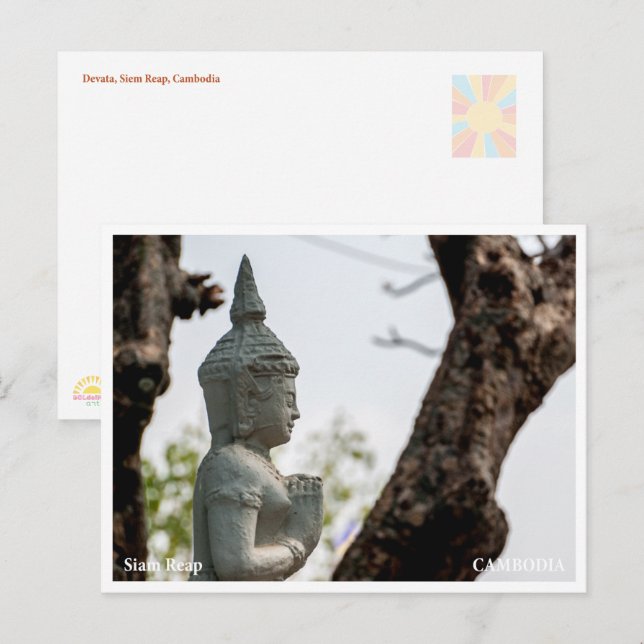 Devata-Skulptur Angkor Wat Postkarte (Vorne/Hinten)