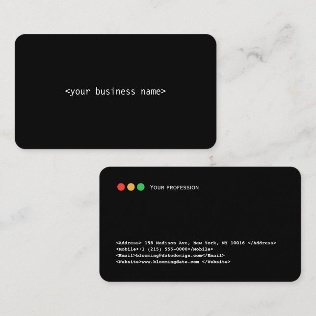 Developer Business Card Visitenkarte (Vorne/Hinten)