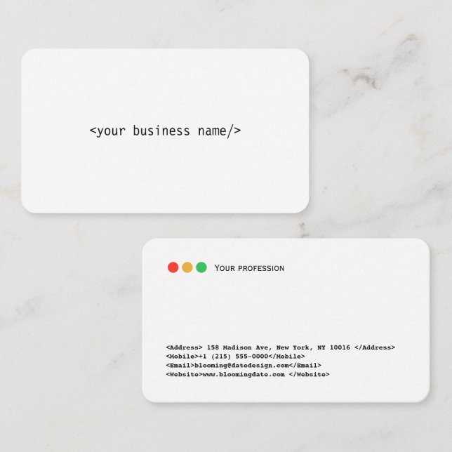 Developer Business Card Visitenkarte (Vorne/Hinten)