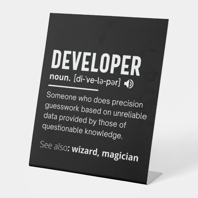 Developer Dictionary Definition Funny developers Sockelschild (Vorderseite)