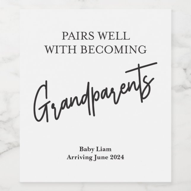Devenir grand-parents Étiquettes de vin personnali (Étiquettes simples)