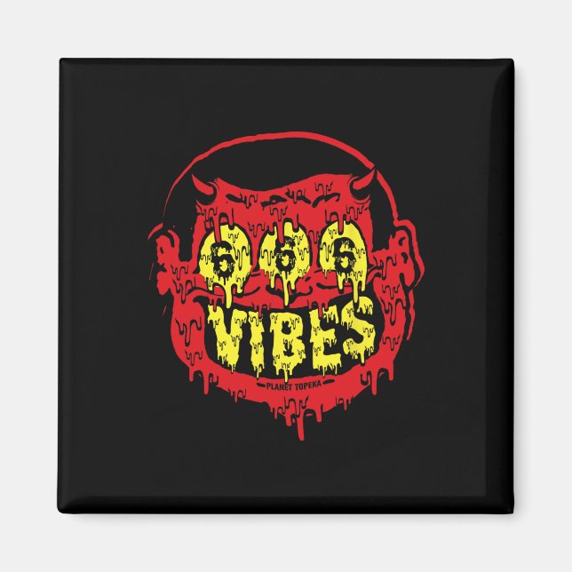 Devil 666 Vibes - Retro Style 666 Funny Evil Hallo Magnet (Vorne)