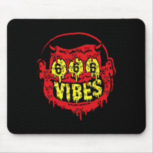Devil 666 Vibes - Retro Style 666 Funny Evil Hallo Mousepad