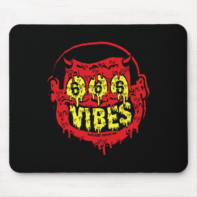 Devil 666 Vibes - Retro Style 666 Funny Evil Hallo Mousepad (Vorne)