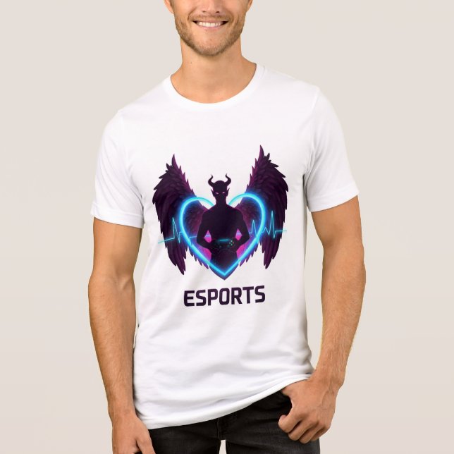 Devil Angel Gamer - Herz des Sports Tri-Blend Shirt (Vorderseite)