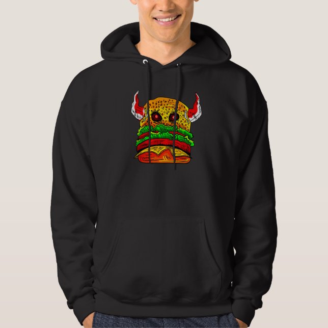 Devil Burger Hamburger Cheesburger Köstliches Esse Hoodie (Vorderseite)
