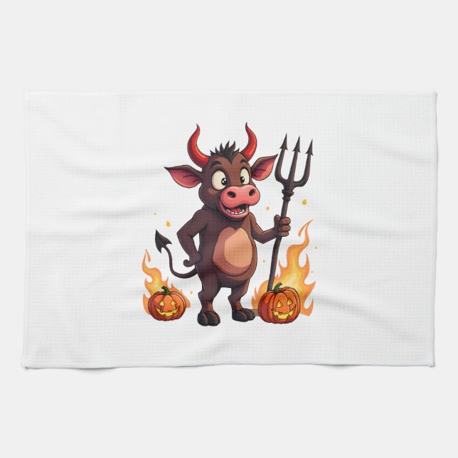Devil Cow Mischief Geschirrtuch (Horizontal)