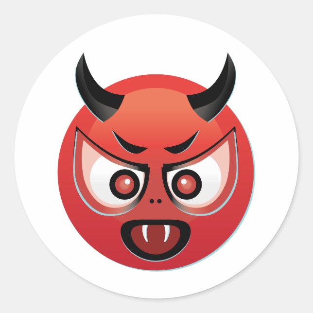Devil Emoji Runder Aufkleber (Vorderseite)