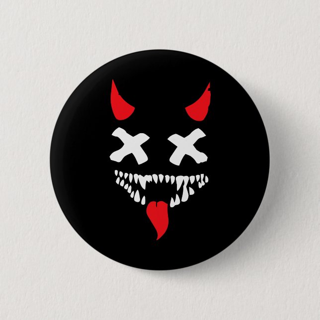 Devil Face Lazy Halloween Kostüm Beängstigende Cre Button (Vorderseite)