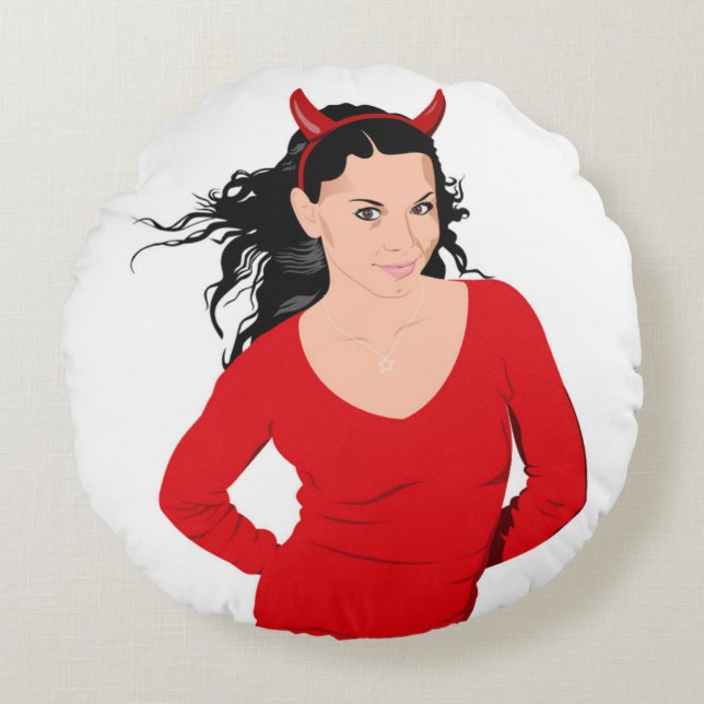 DEVIL GIRL RUNDES KISSEN (Vorderseite)