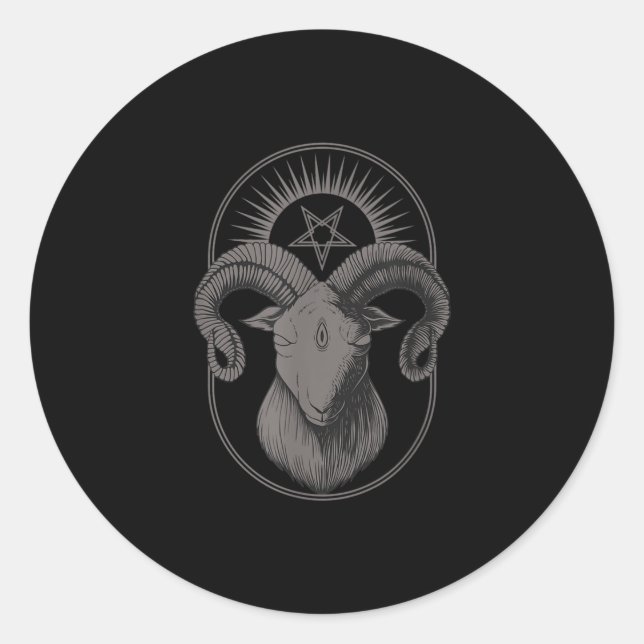 Devil Goat Pentagram Baphomet Satan Occult Satan Runder Aufkleber (Vorderseite)