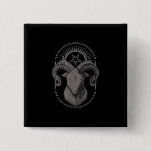 Devil Goat Pentagram Baphomet Satan Occult Satanic Button