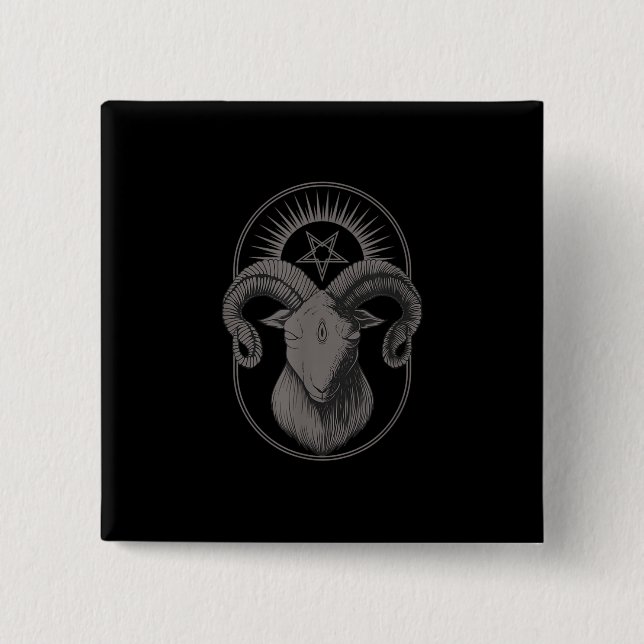 Devil Goat Pentagram Baphomet Satan Occult Satanic Button (Vorderseite)