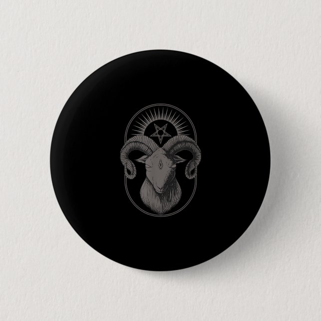 Devil Goat Pentagram Baphomet Satan Occult Satanic Button (Vorderseite)