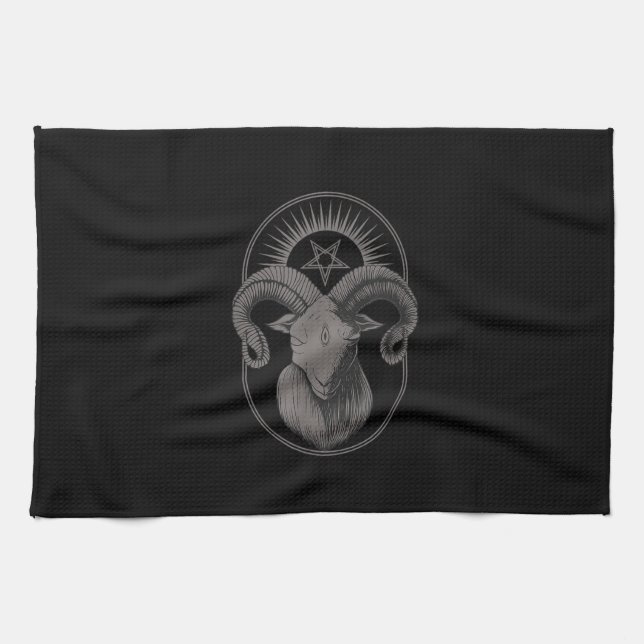 Devil Goat Pentagram Baphomet Satan Occult Satanic Geschirrtuch (Horizontal)