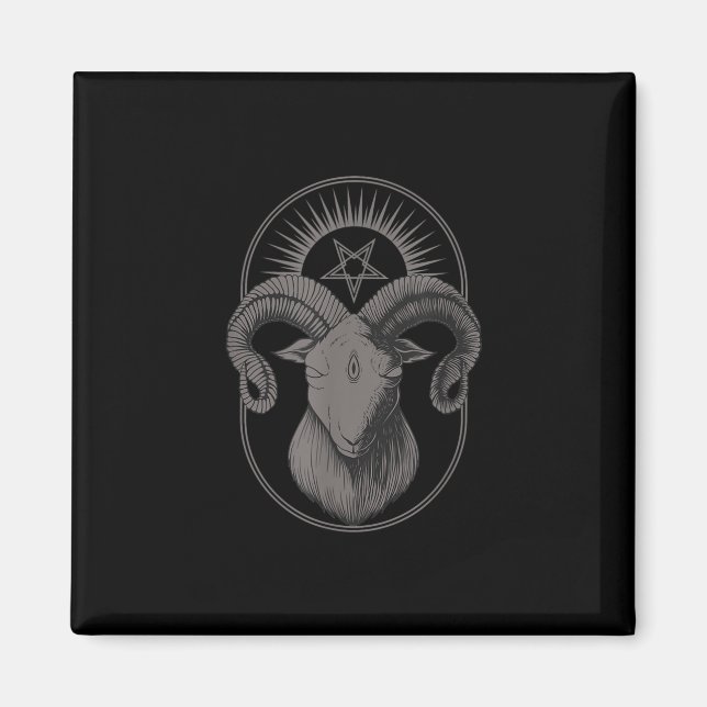 Devil Goat Pentagram Baphomet Satan Occult Satanic Magnet (Vorne)