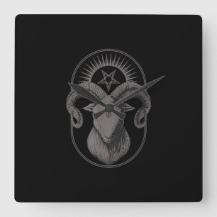 Devil Goat Pentagram Baphomet Satan Occult Satanic Quadratische Wanduhr
