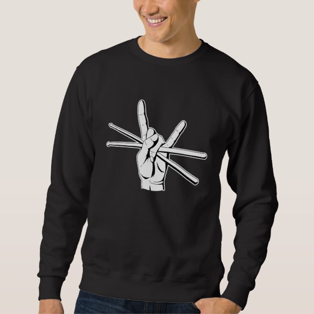 Devil Horns Rock Drummer Sweatshirt (Vorderseite)