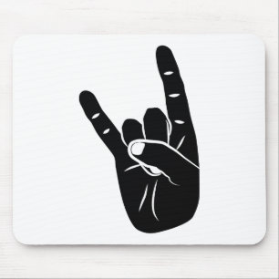 Devil Horns sign language pictogram for rock music Mousepad