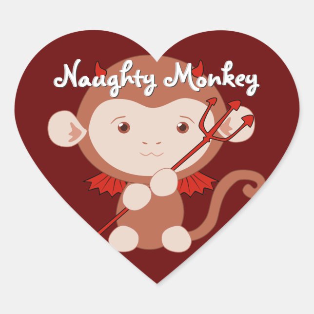 Devil Monkey Heart Stickers (Vorderseite)