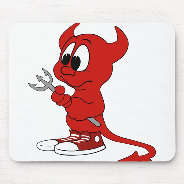 Devil Red Demon Cartoon Satan Evil Hell Heat Mousepad (Vorne)