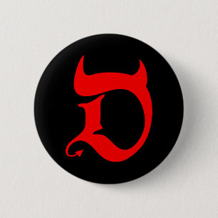 Devil (red print / black) button