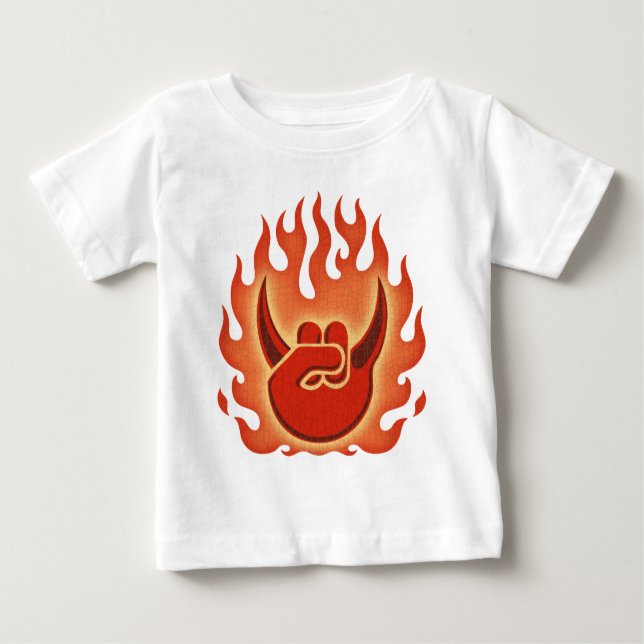 Devil Rock Flames Baby T-shirt (Vorderseite)